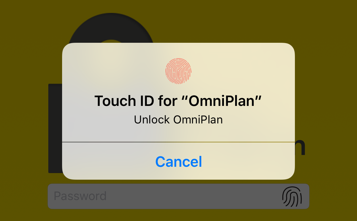 The App Lock privacy screen with Touch ID enabled, displaying a prompt for fingerprint access.