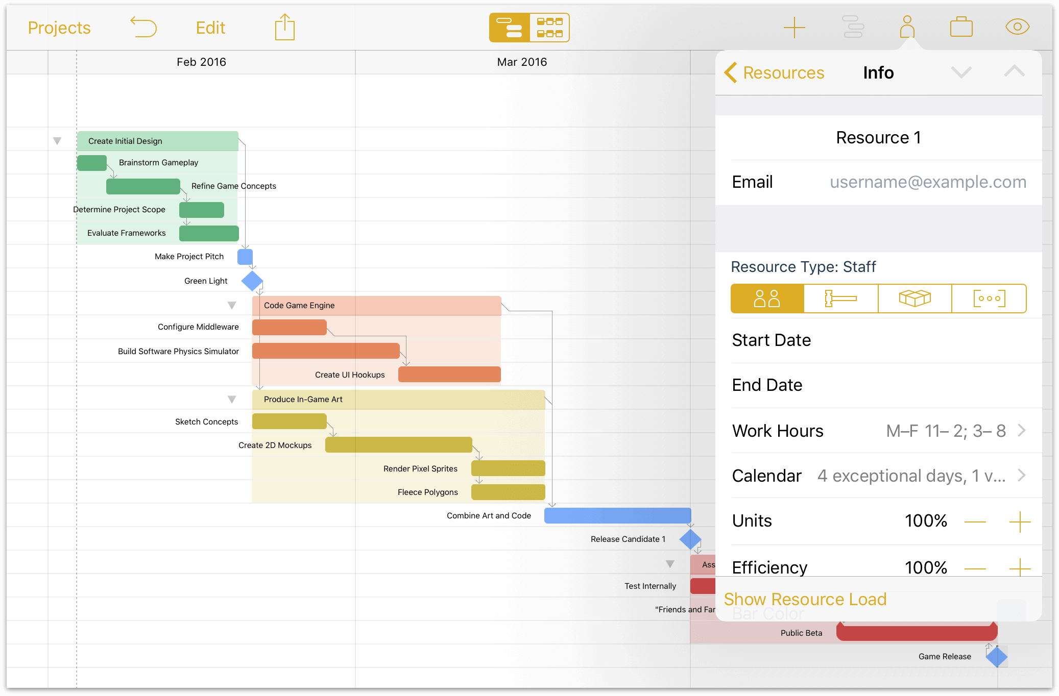 The single default resource that comes with a newly created project, as seen in the Resources inspector.