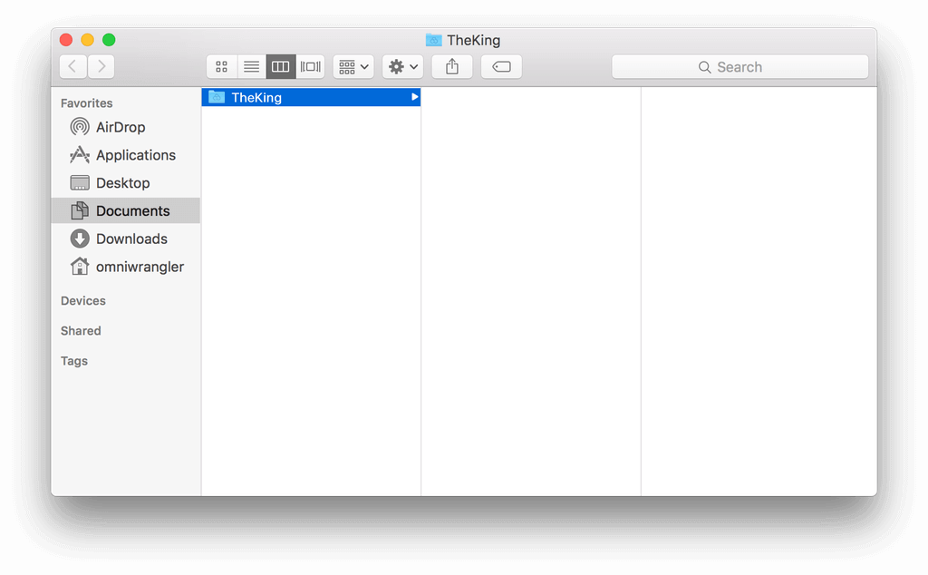 A Finder window, displaying the newly synced folder