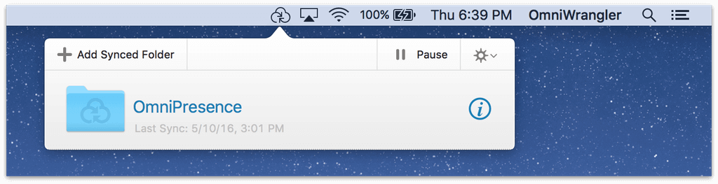 Open the OmniPresence popover in the menu bar