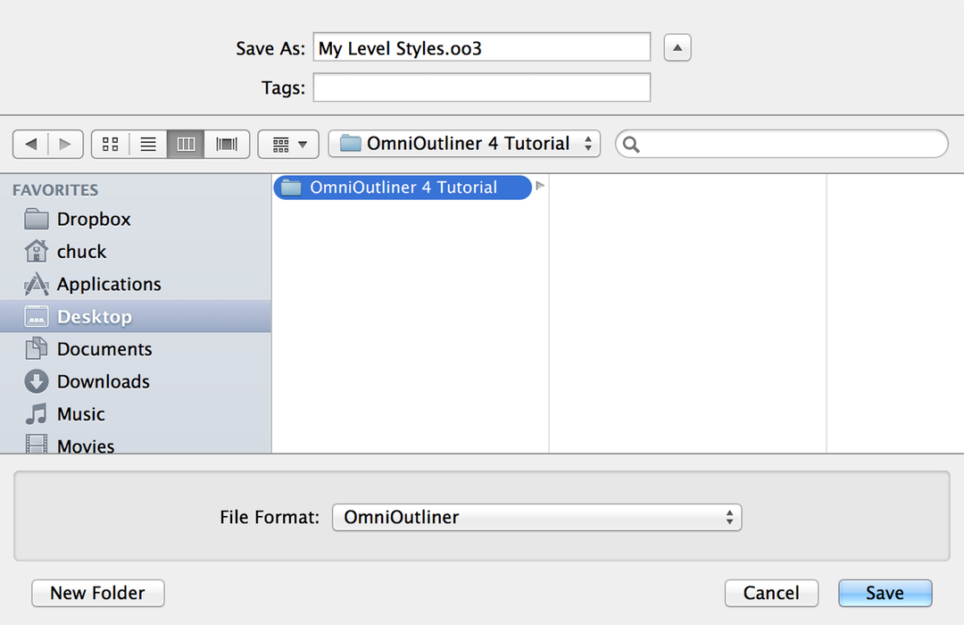 Name the document My Level Styles and save it anywhere on your Macs hard drive