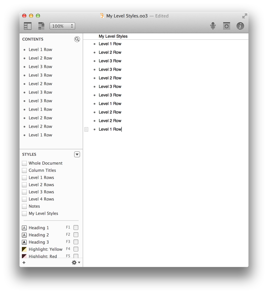 Rows without any sort of indentation to denote hierarchy