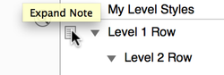 Click the Notes icon in the gutter to enter a note for the Level 1 Rows
