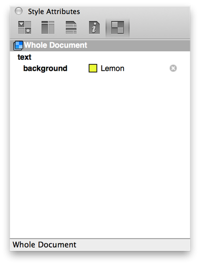 The Style Attributes inspector displays the text background color youve selected