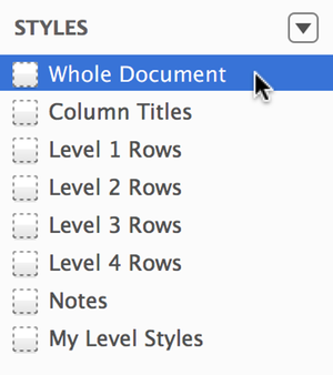 The Whole Document style selected in the sidebar