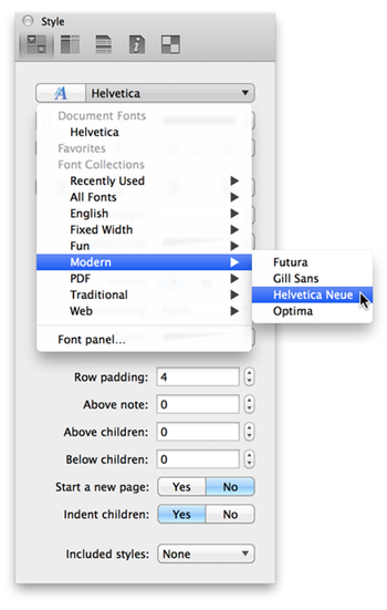 Choose Helvetica Neue as the base font