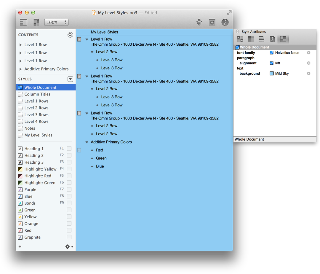 Verify the styles by switching to the Style Attributes inspector