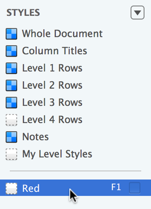 Select the Red named style in the Styles pane