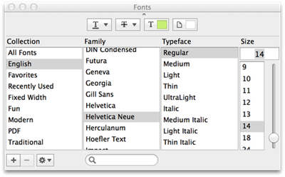 Use the Fonts window to change the font styling