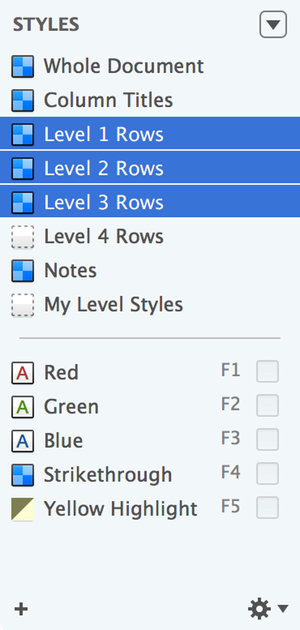 Select the Level 1 Rows style