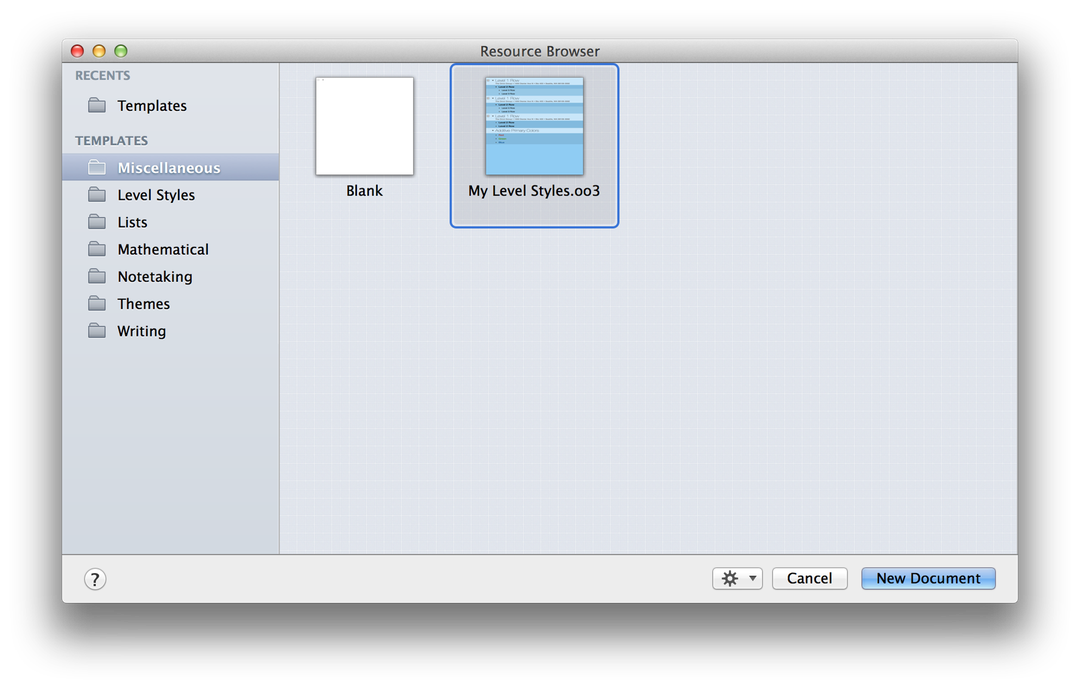 Locate the My Level Styles template in the Resource Browser