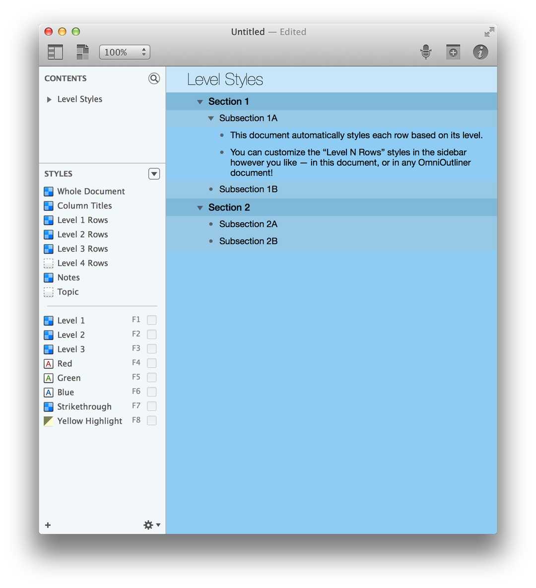 The My Level Styles theme as applied to an existing document