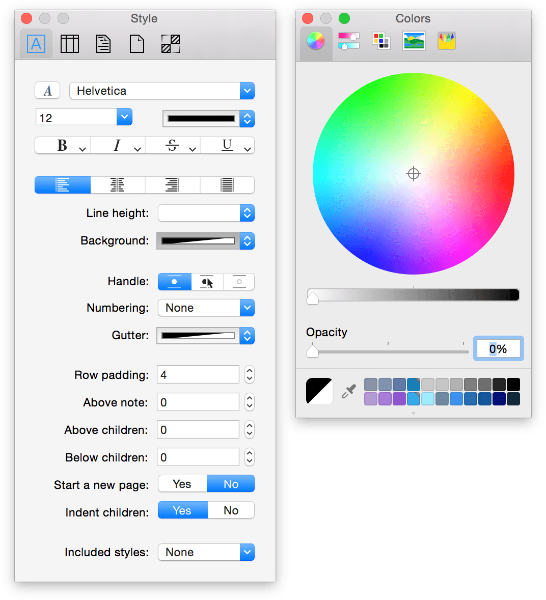 Open the Colors palette