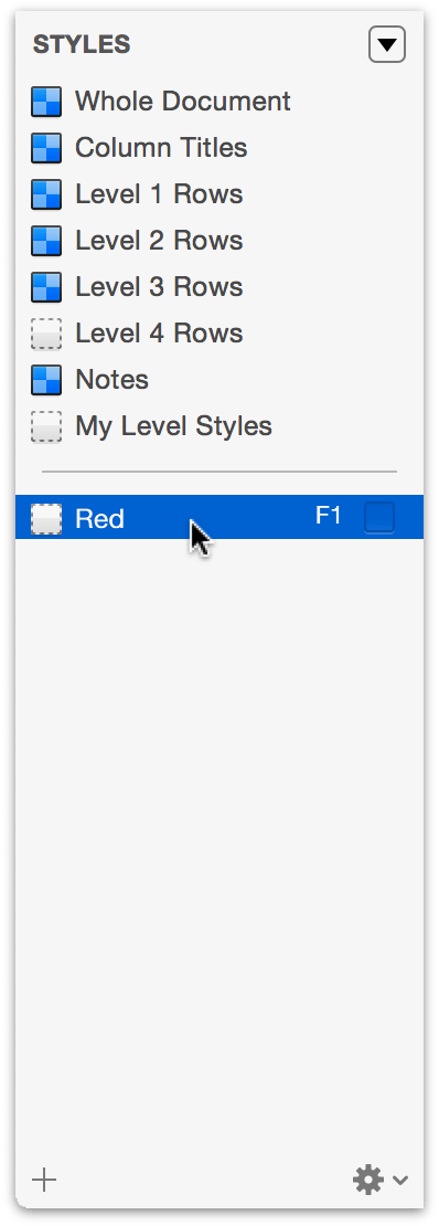 Select the Red named style in the Styles pane
