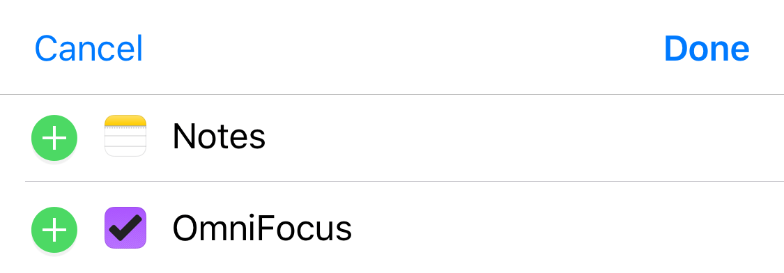 Adding the OmniFocus widget to the Today view.