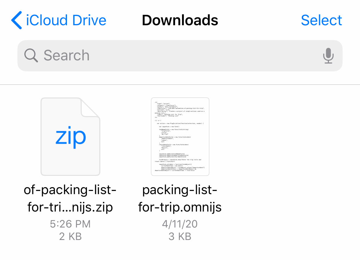 Downloading an Omni Automation Plug-In for OmniFocus.