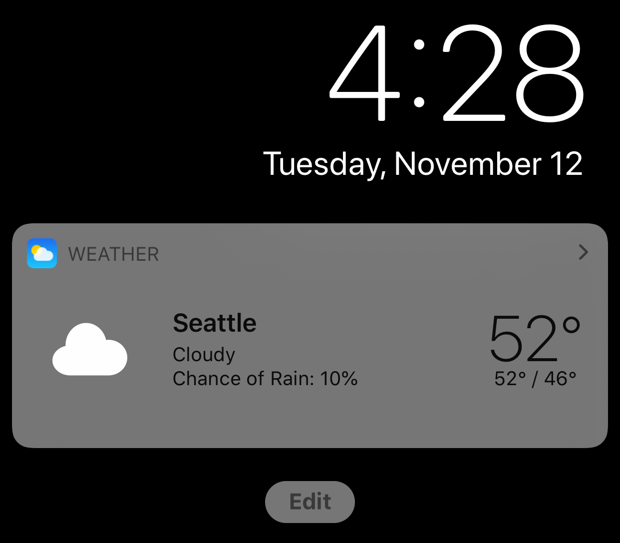 Today View with the Weather widget shown.