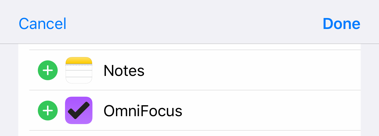 Adding the OmniFocus widget to Today View.