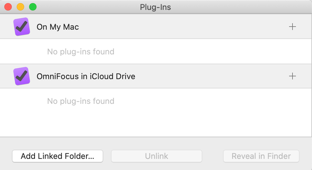 The empty Plug-Ins Window before any Plug-Ins are added.