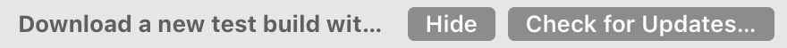 the notice bar that appears when running a test build of OmniFocus