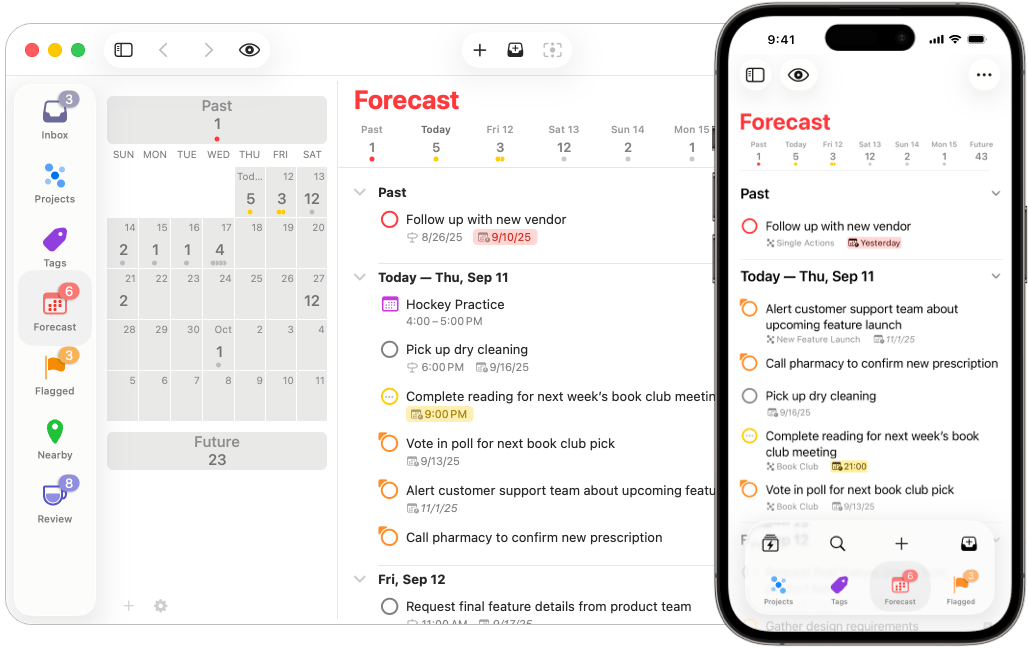 Image of the Forecast perspective on Mac and iPhone