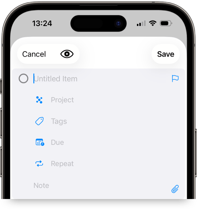 Image of the Quick Entry dialog on iPhone