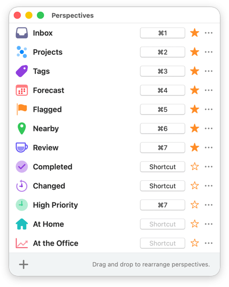 Image highlighting the Perspectives List on Mac