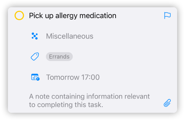 Image of an outline row on iPhone when selected for editing