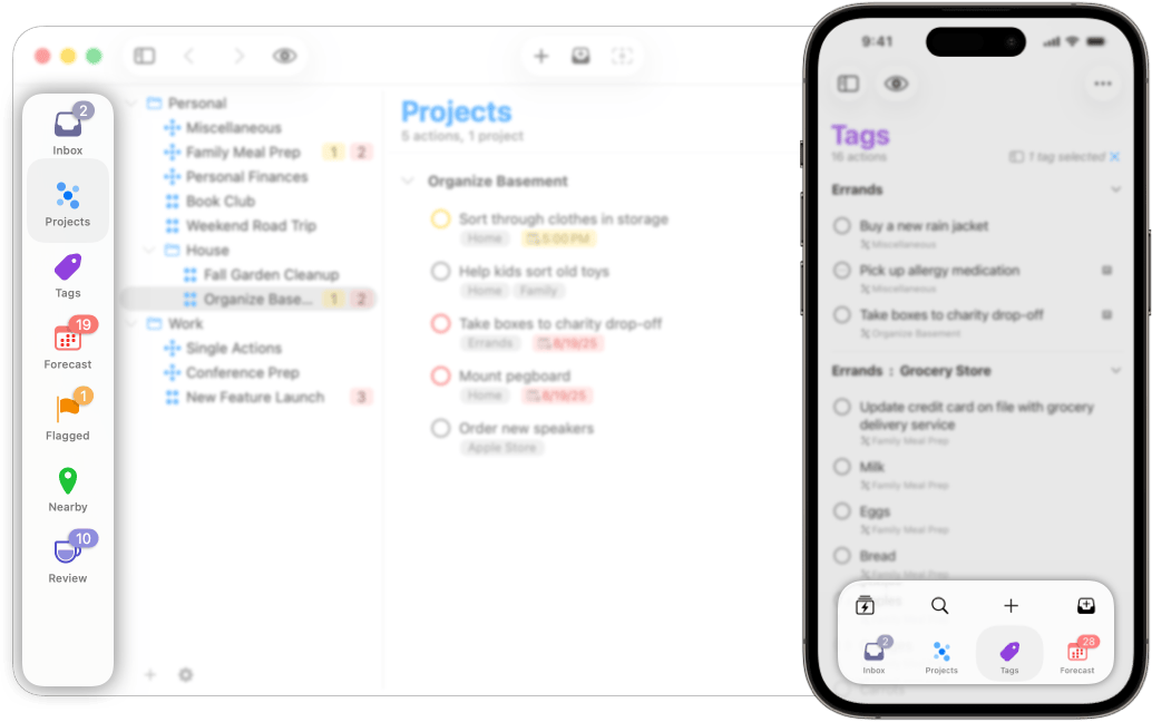 Image highlighting the Perspectives Bar on Mac and iPhone