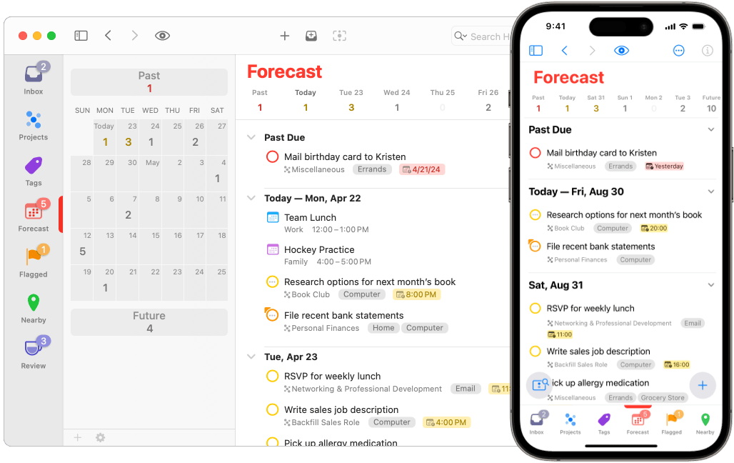 Image of the Forecast perspective on Mac and iPhone