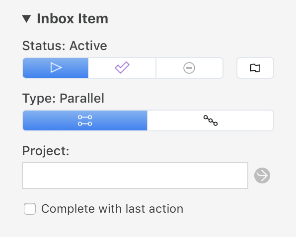 The Inbox Item section of the inspector.