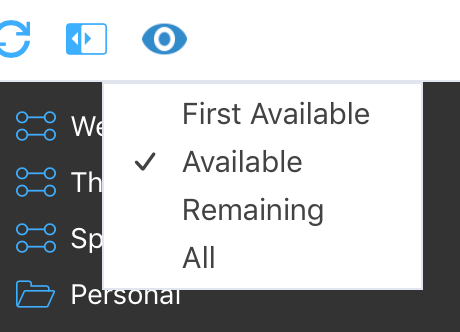 View Options in the dropdown View menu in the Projects perspective.