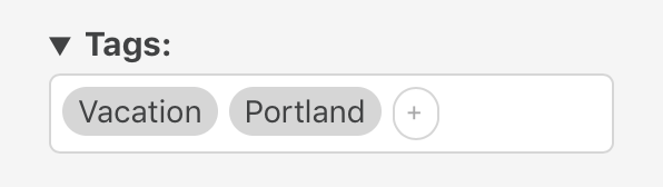 The Tags section of the inspector.