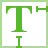 An uppercase T, positioned to the upper-left corner of a square