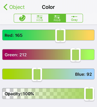 The Red, Green, and Blue color controls