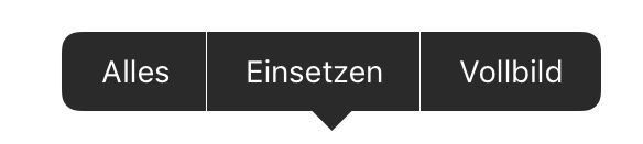 Das Kontextmenü, das Sie sehen, wenn Sie auf die Arbeitsfläche tippen