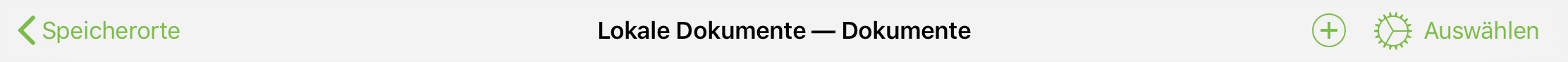 Die Symbolleiste, die Sie am oberen Rand Ihres Geräts beim Anzeigen der Inhalte eines Ordners in der OmniGraffle-Dokumentübersicht sehen