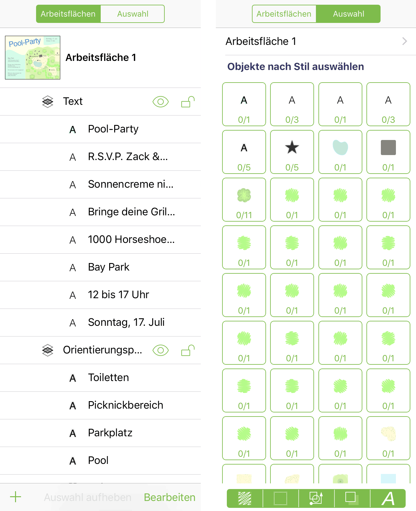 Ein in OmniGraffle erstelltes Diagramm der griechischen Mythologie; auf der linken Seite des Bildschirms ist die Seitenleiste zu sehen.