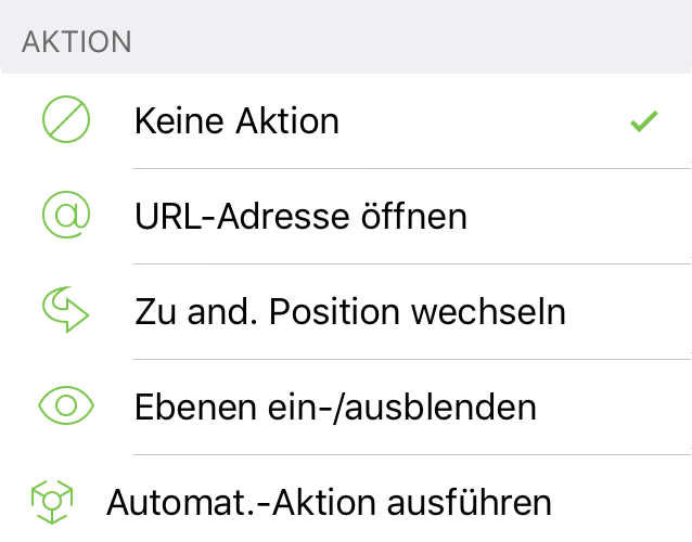 Das Informationsfenster „Aktion“