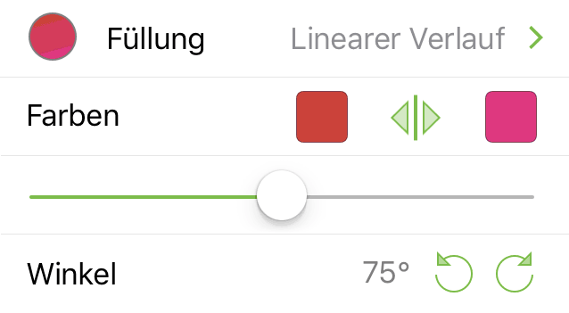 Das Informationsfenster „Füllung“