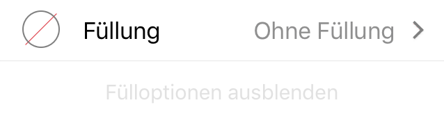 Das Informationsfenster „Füllung“, in dem „Ohne Füllung“ ausgewählt ist