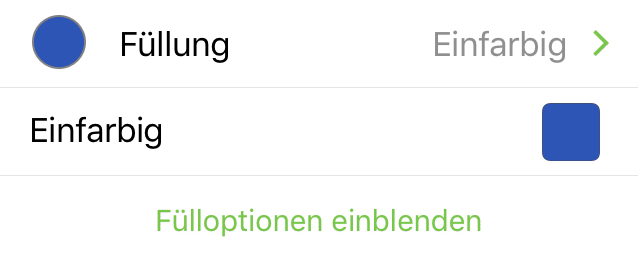 Das Informationsfenster „Füllung“, in dem „Einfarbig“ ausgewählt ist
