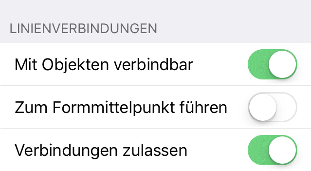 Das Informationsfenster „Linienverbindungen“