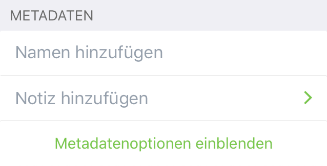 Das Informationsfenster „Metadaten“