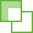 Zwei sich überlappende und versetzte Quadrate; das obere Quadrat hat Schatten innerhalb des Quadrats entlang der oberen und linken Kanten