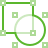 Ein Quadrat, das von einem Kreis überlappt wird