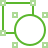 Ein Quadrat, das von einem Kreis überlappt wird