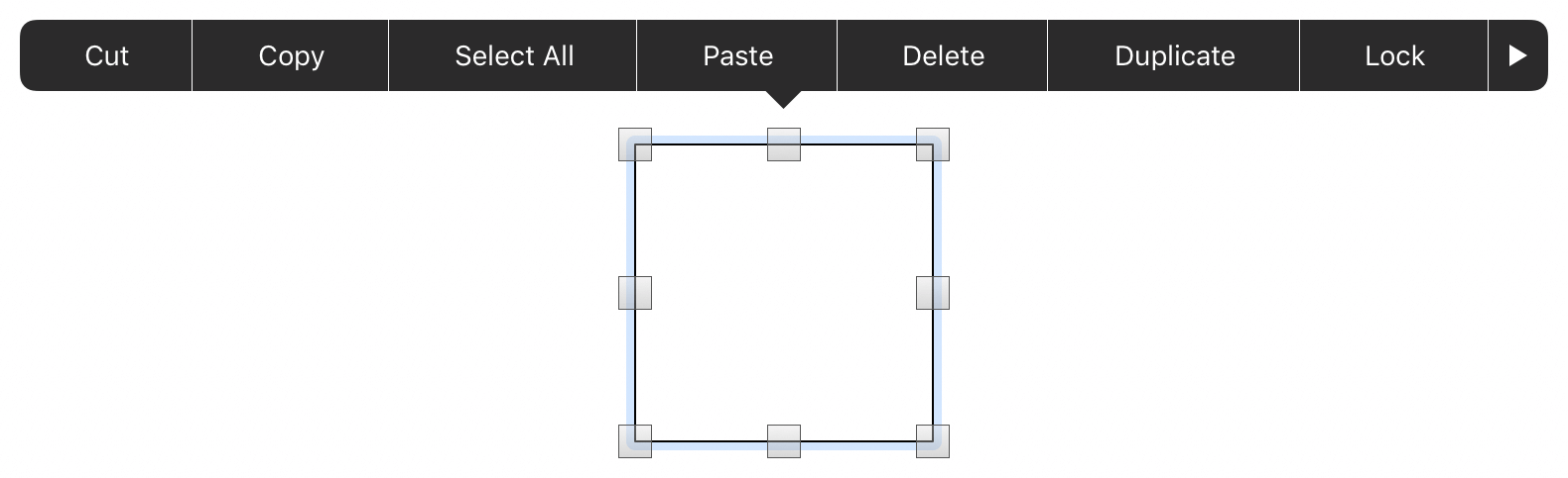 Contextual menu displayed on an object