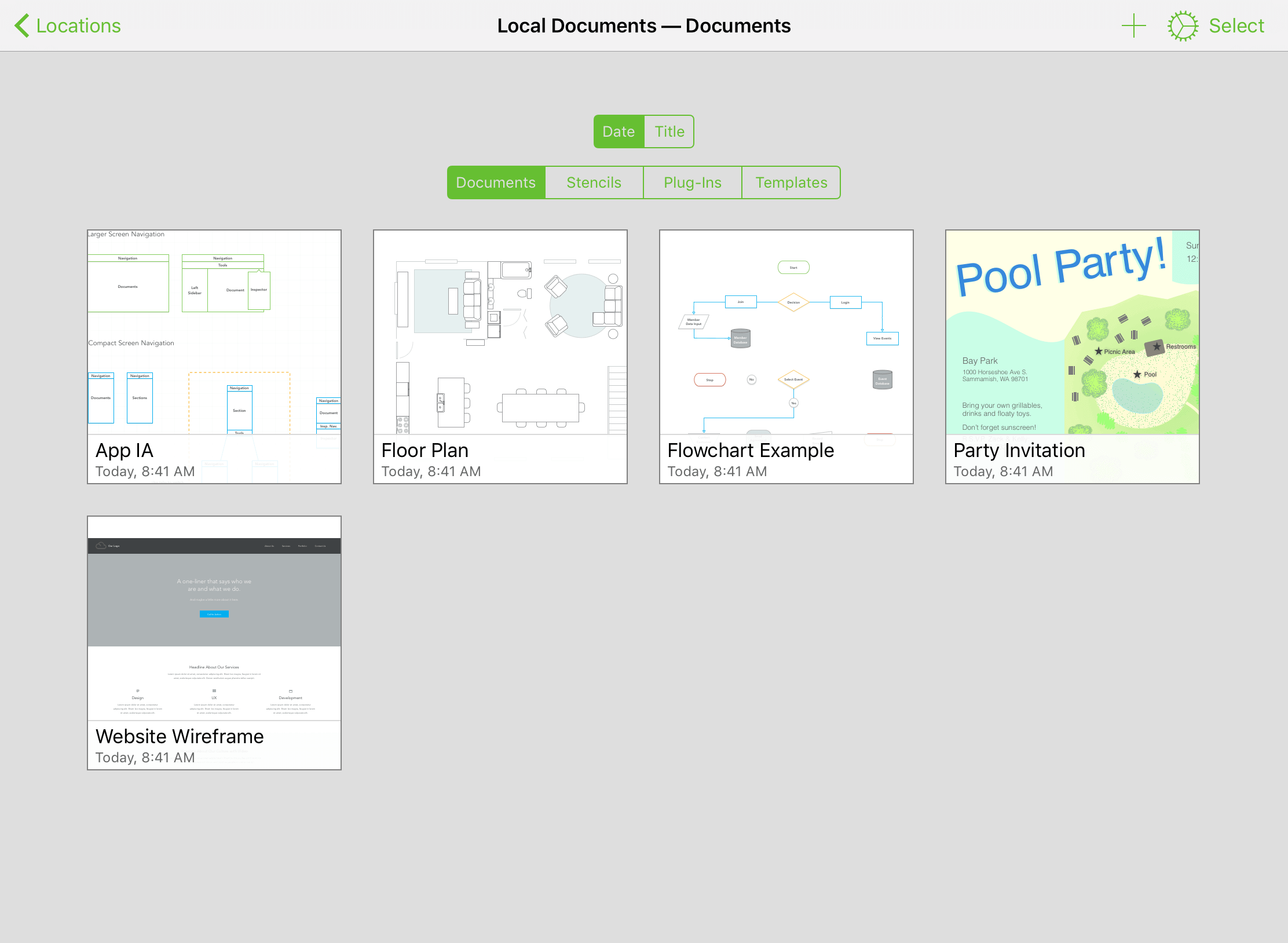 Use the Document Sorter to find OmniGraffle files, and Omni Automation Plug-Ins within a folder.