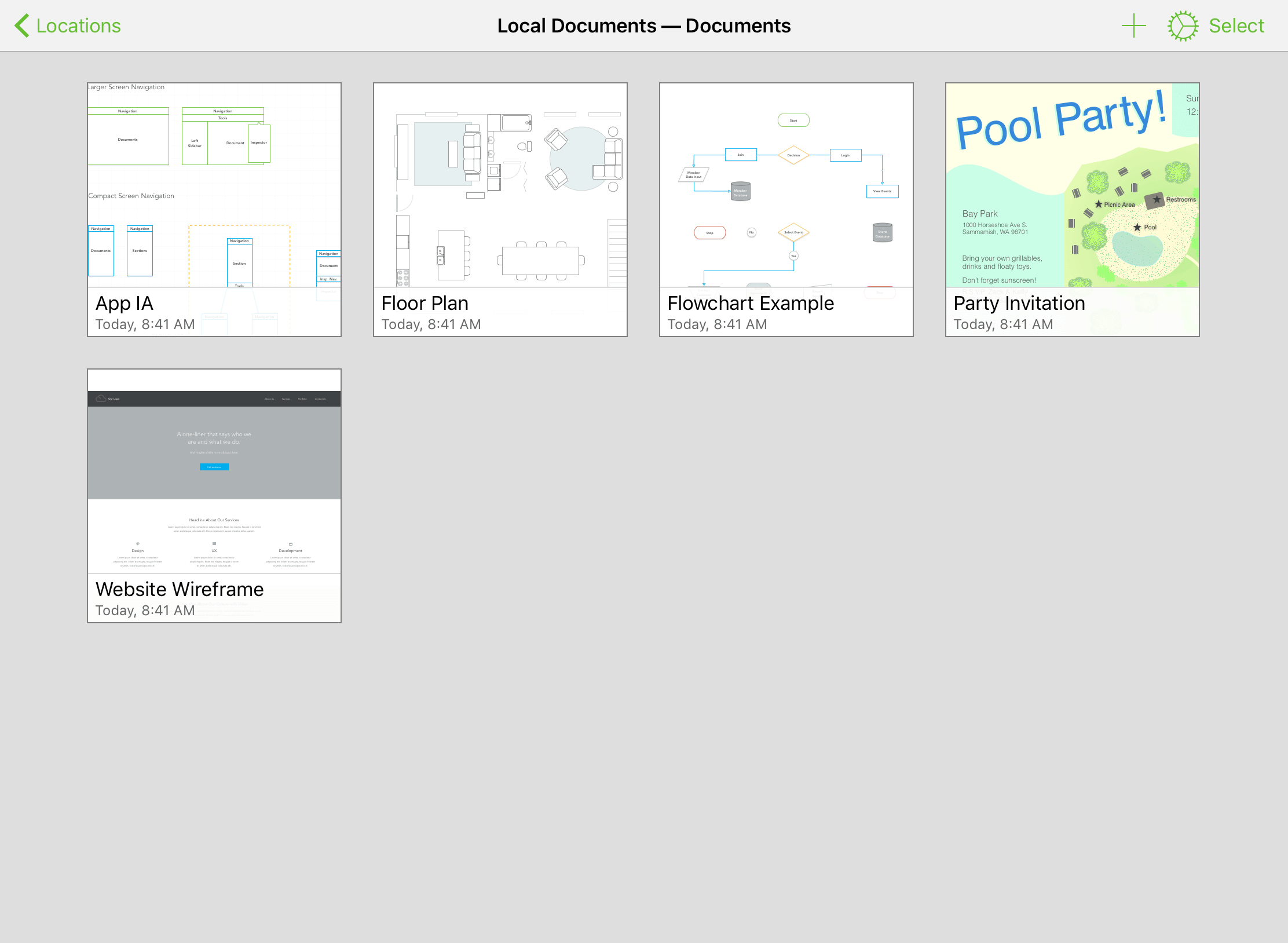 The Local Documents folder, as viewed in the Document Browser